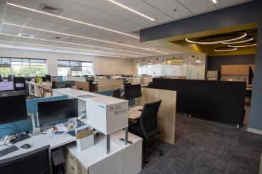 The newly renovated Tech Way Building includes 42 work and study areas for graduate students in the North Avenue Research Area along with a new break area and updated huddle rooms. (Photo: Candler Hobbs)